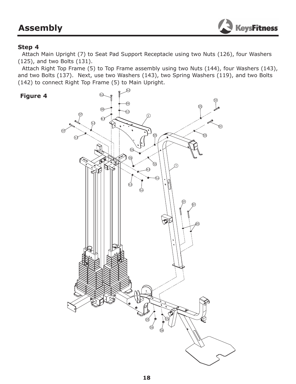 Step 4, Assembly | Keys Fitness Power System KF-2060 User Manual | Page 18 / 48