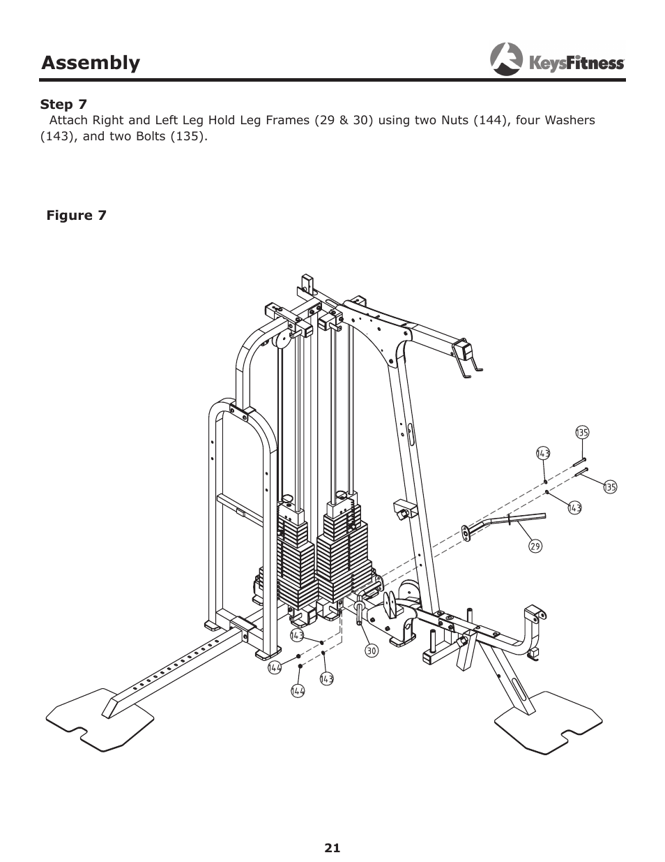 Step 7, Assembly | Keys Fitness Power System KF-2060 User Manual | Page 21 / 48