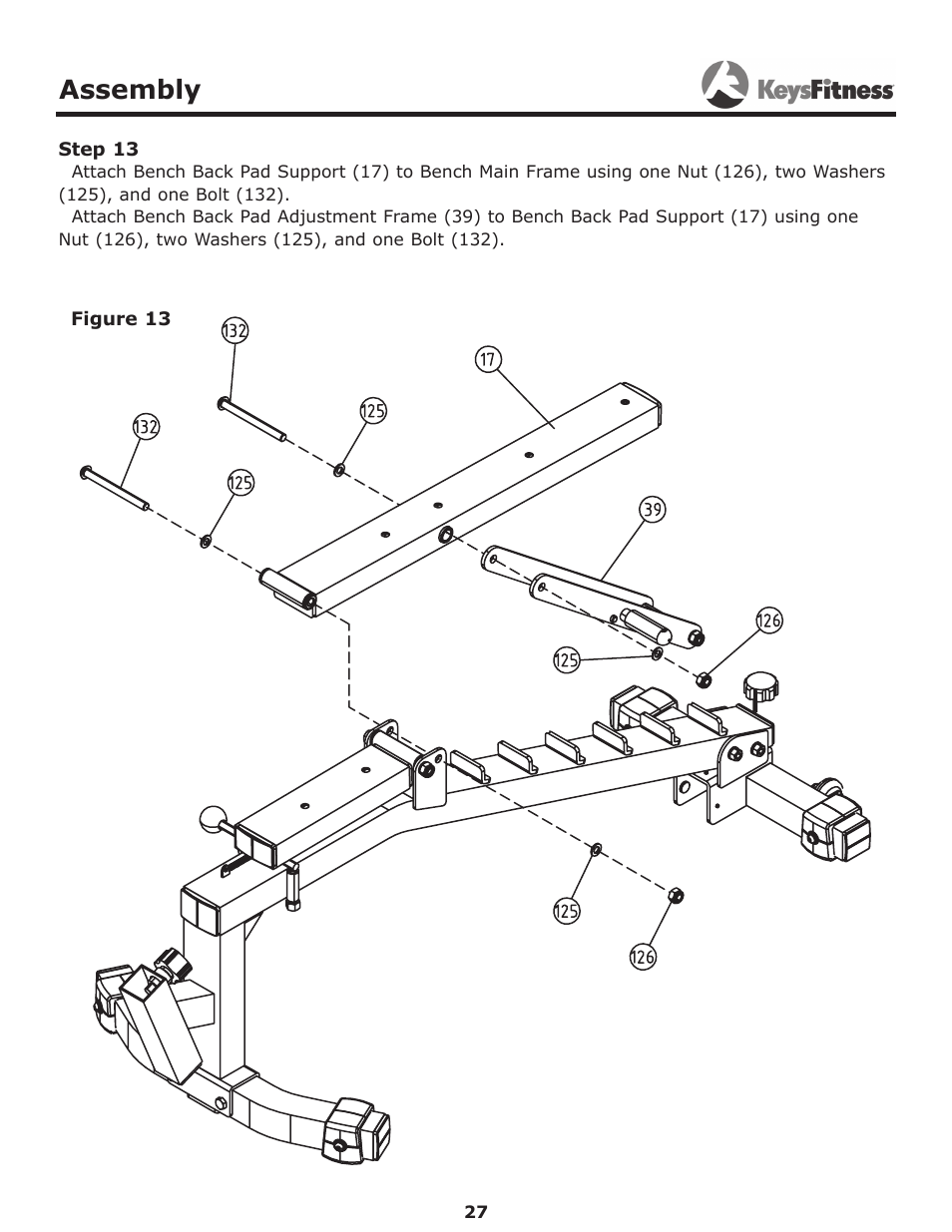 Step 13, Assembly | Keys Fitness Power System KF-2060 User Manual | Page 27 / 48