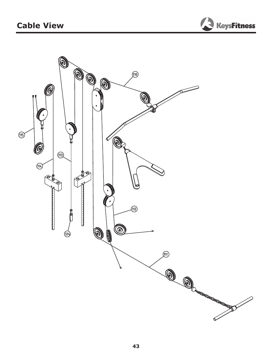 Cable view | Keys Fitness Power System KF-2060 User Manual | Page 43 / 48