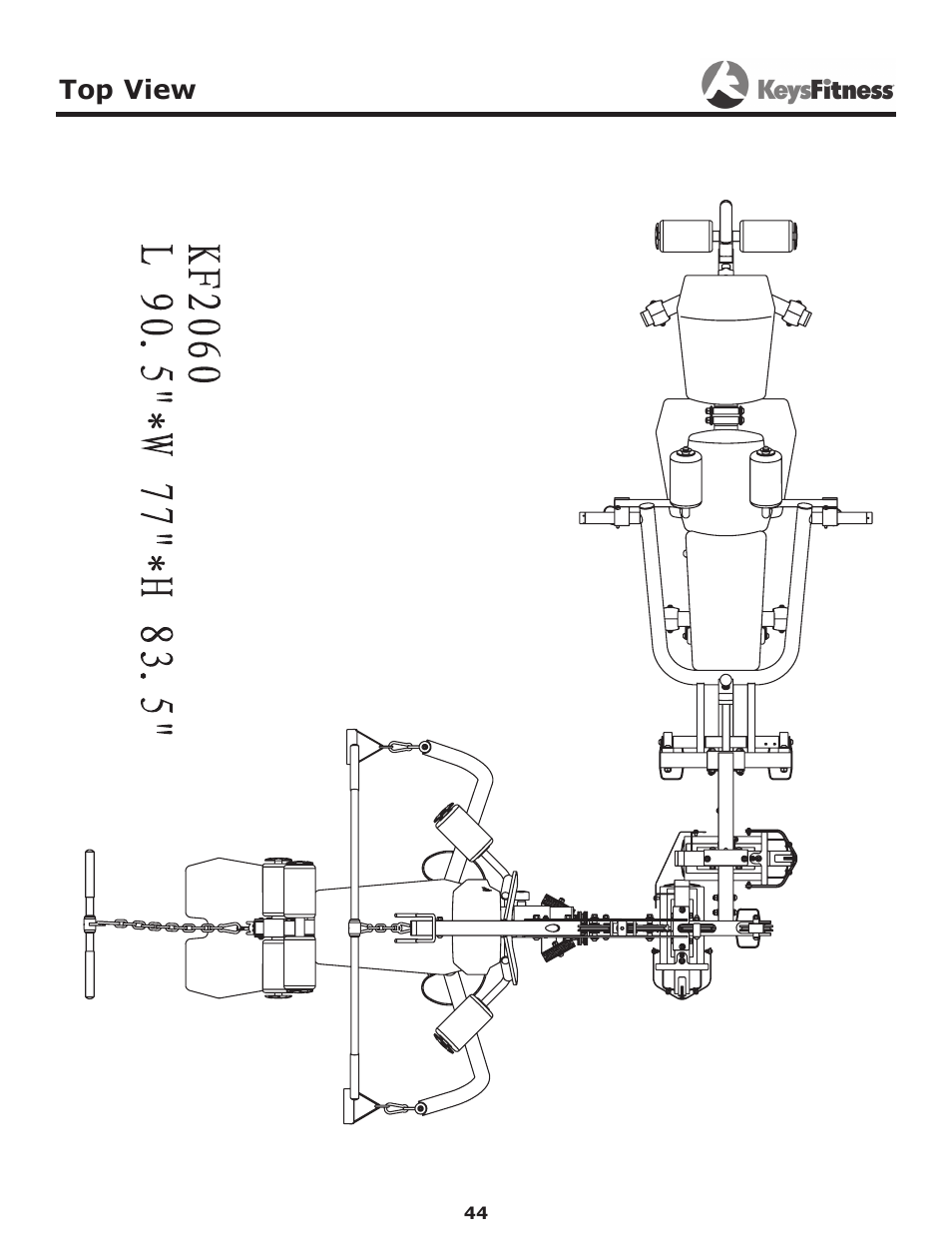Top view | Keys Fitness Power System KF-2060 User Manual | Page 44 / 48