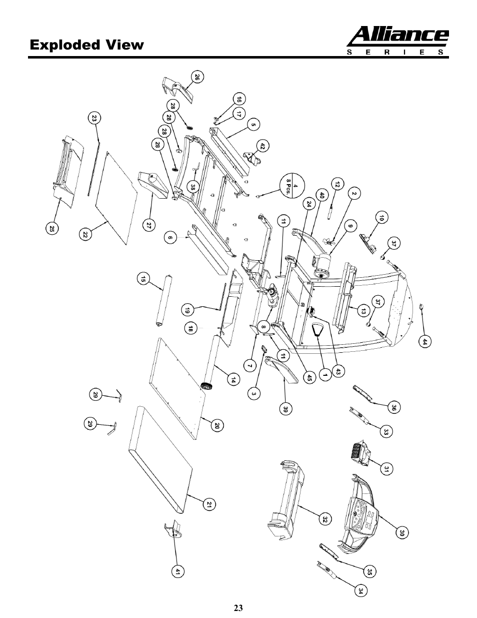 Exploded view | Keys Fitness A5T User Manual | Page 23 / 25