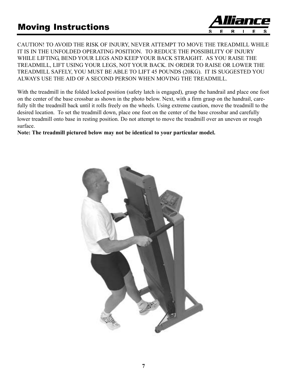 Moving instructions | Keys Fitness A5T User Manual | Page 7 / 25