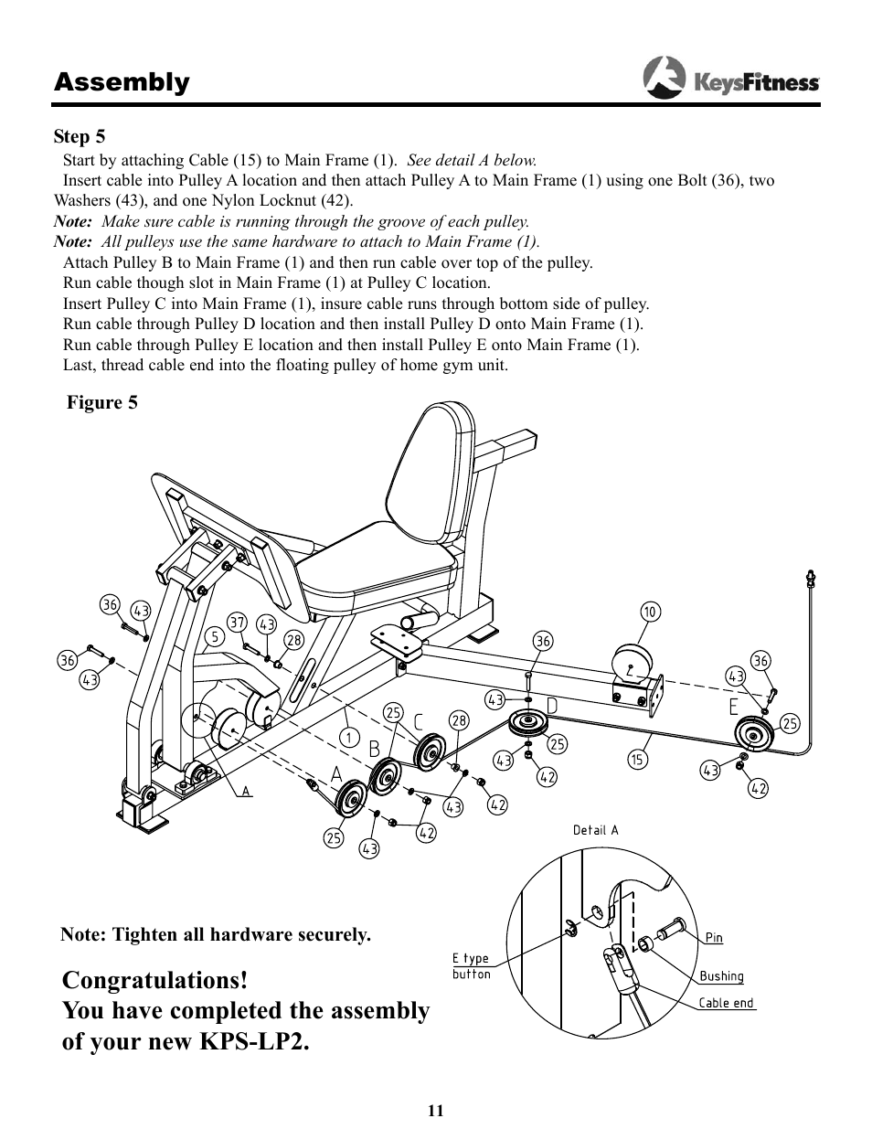 Assembly | Keys Fitness KPS-LP2 User Manual | Page 11 / 16