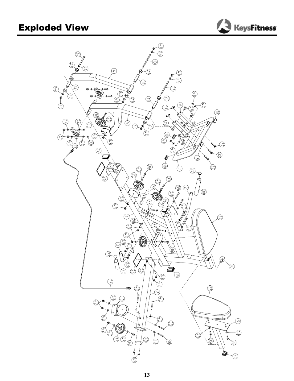 Exploded view | Keys Fitness KPS-LP2 User Manual | Page 13 / 16