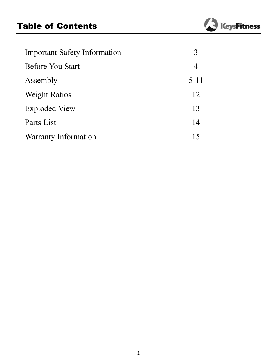Keys Fitness KPS-LP2 User Manual | Page 2 / 16