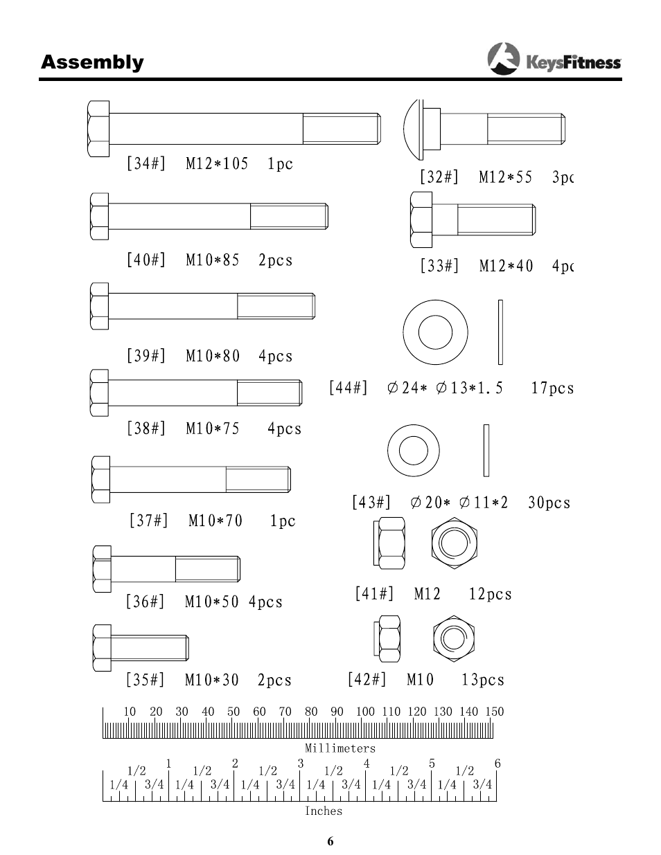 Assembly | Keys Fitness KPS-LP2 User Manual | Page 6 / 16