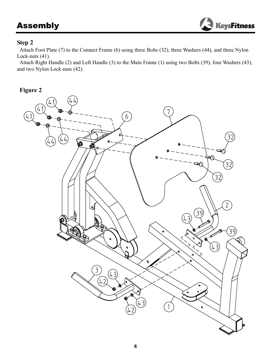 Assembly | Keys Fitness KPS-LP2 User Manual | Page 8 / 16