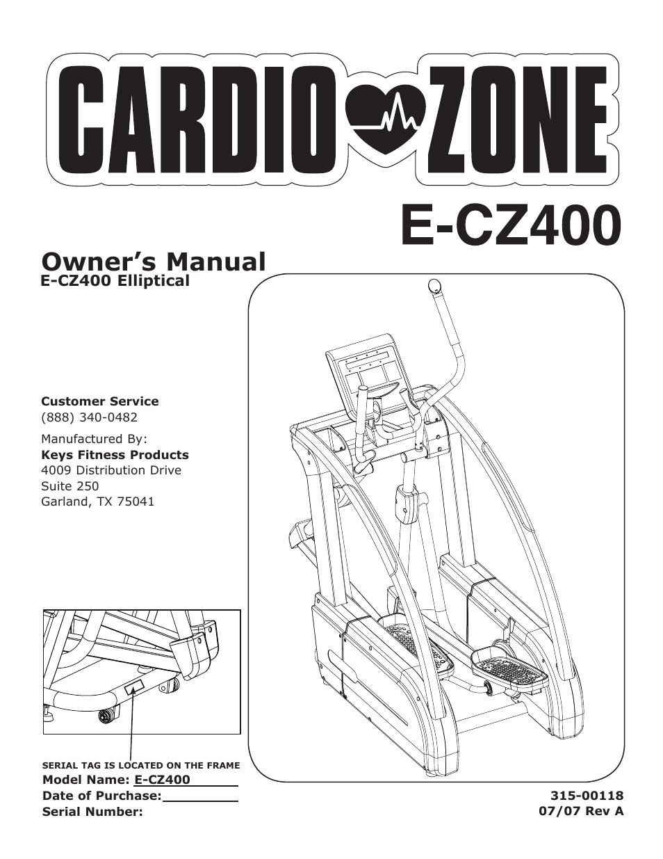 Keys Fitness CARDIO ZONE E-CZ400 User Manual | 28 pages