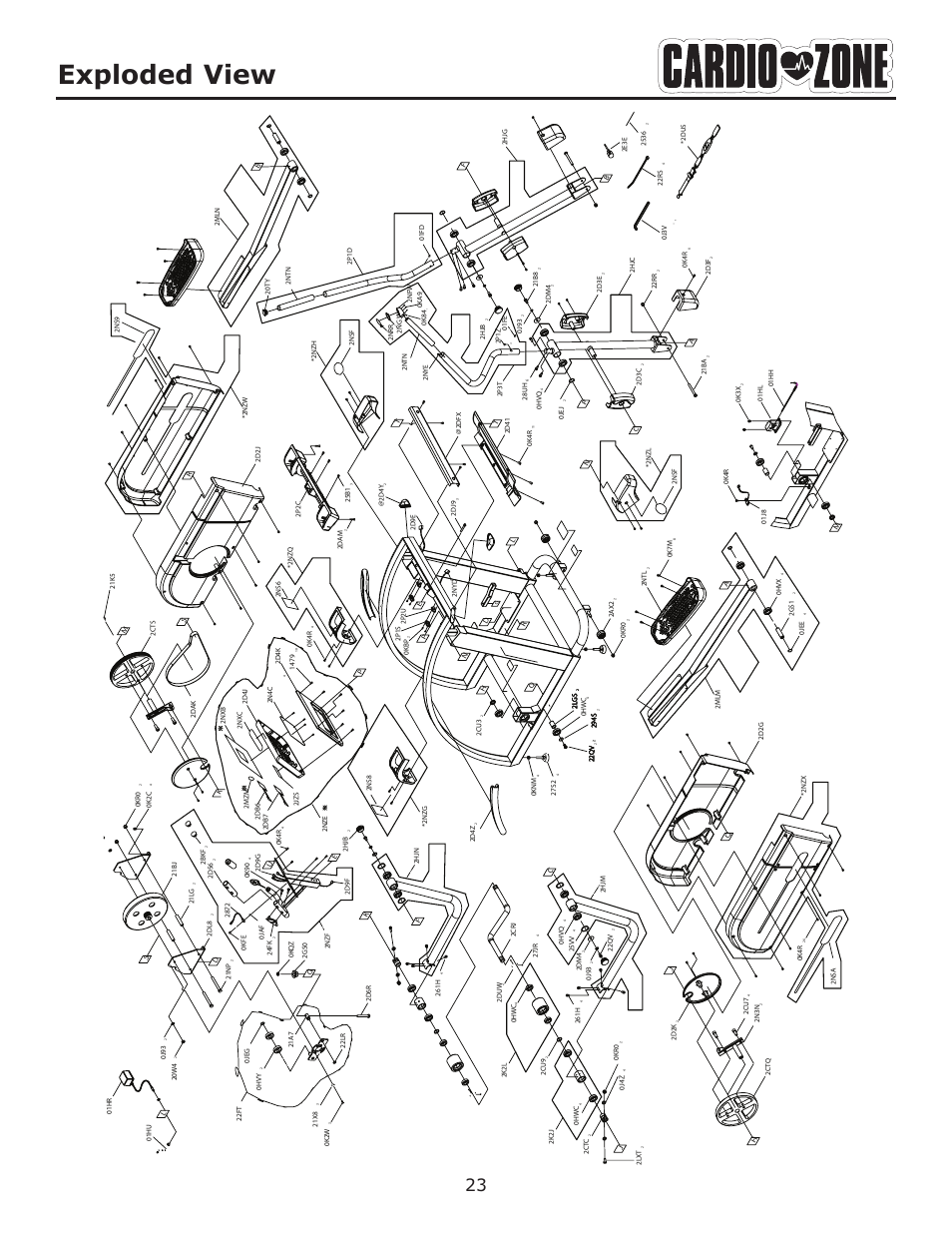 Exploded view | Keys Fitness CARDIO ZONE E-CZ400 User Manual | Page 23 / 28