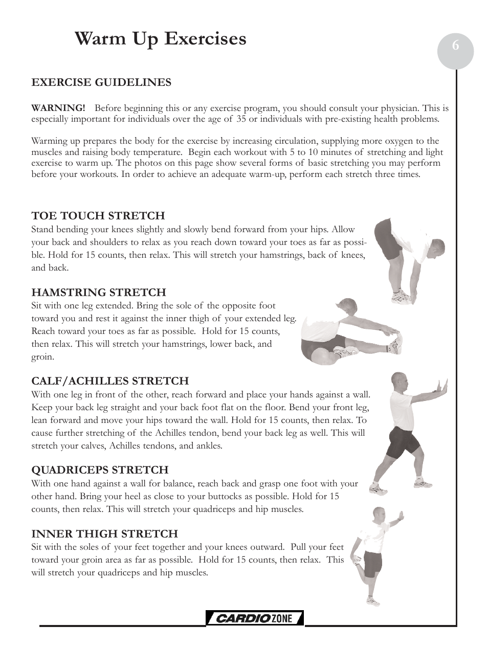 Warm up exercises | Keys Fitness CZE Plus User Manual | Page 6 / 22