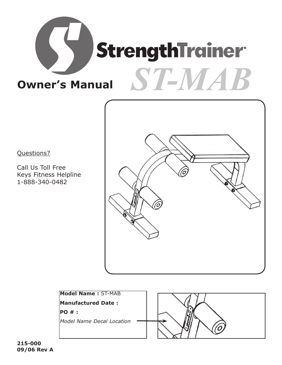 Keys Fitness Strength Trainer ST-MAB User Manual | 9 pages