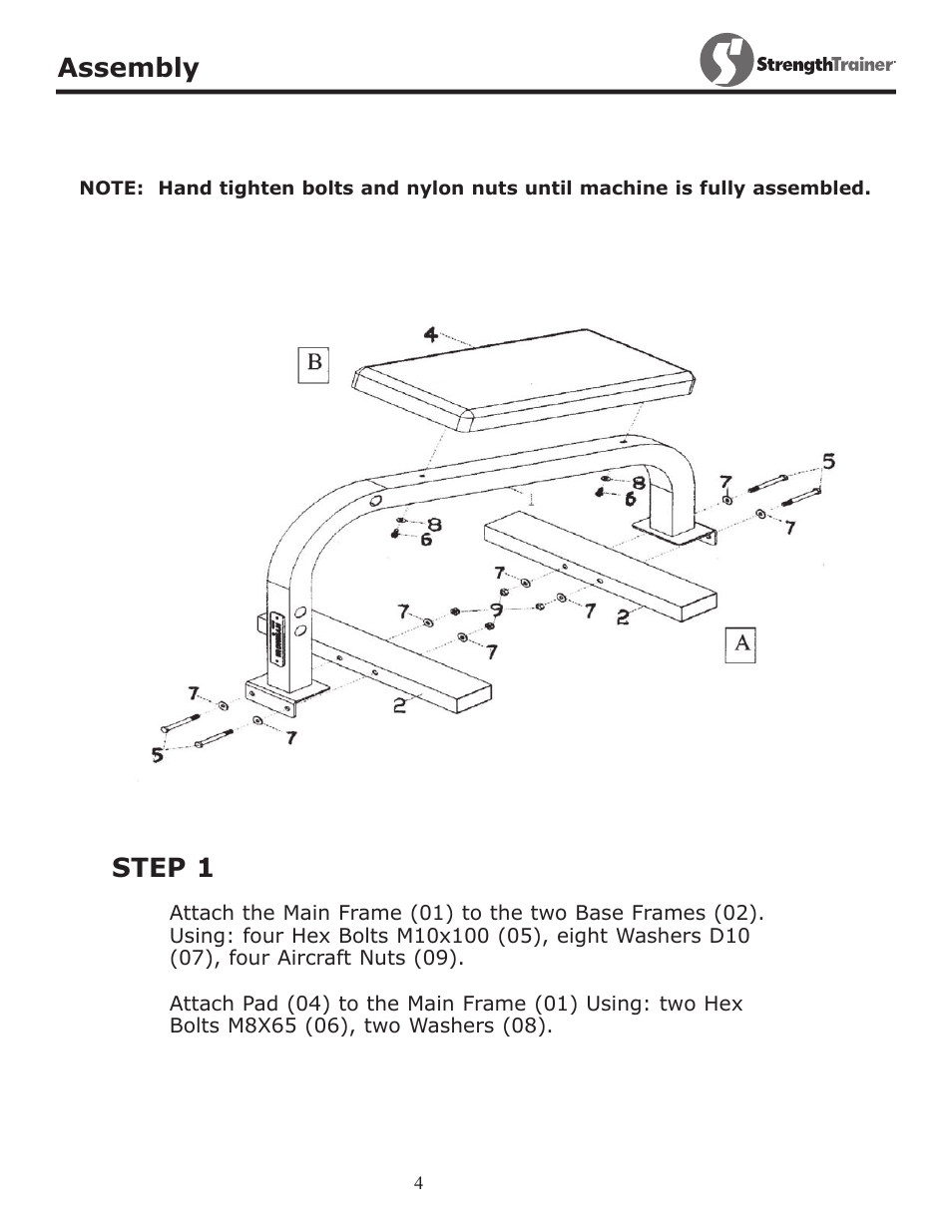 Step 1 assembly | Keys Fitness Strength Trainer ST-MAB User Manual | Page 4 / 9