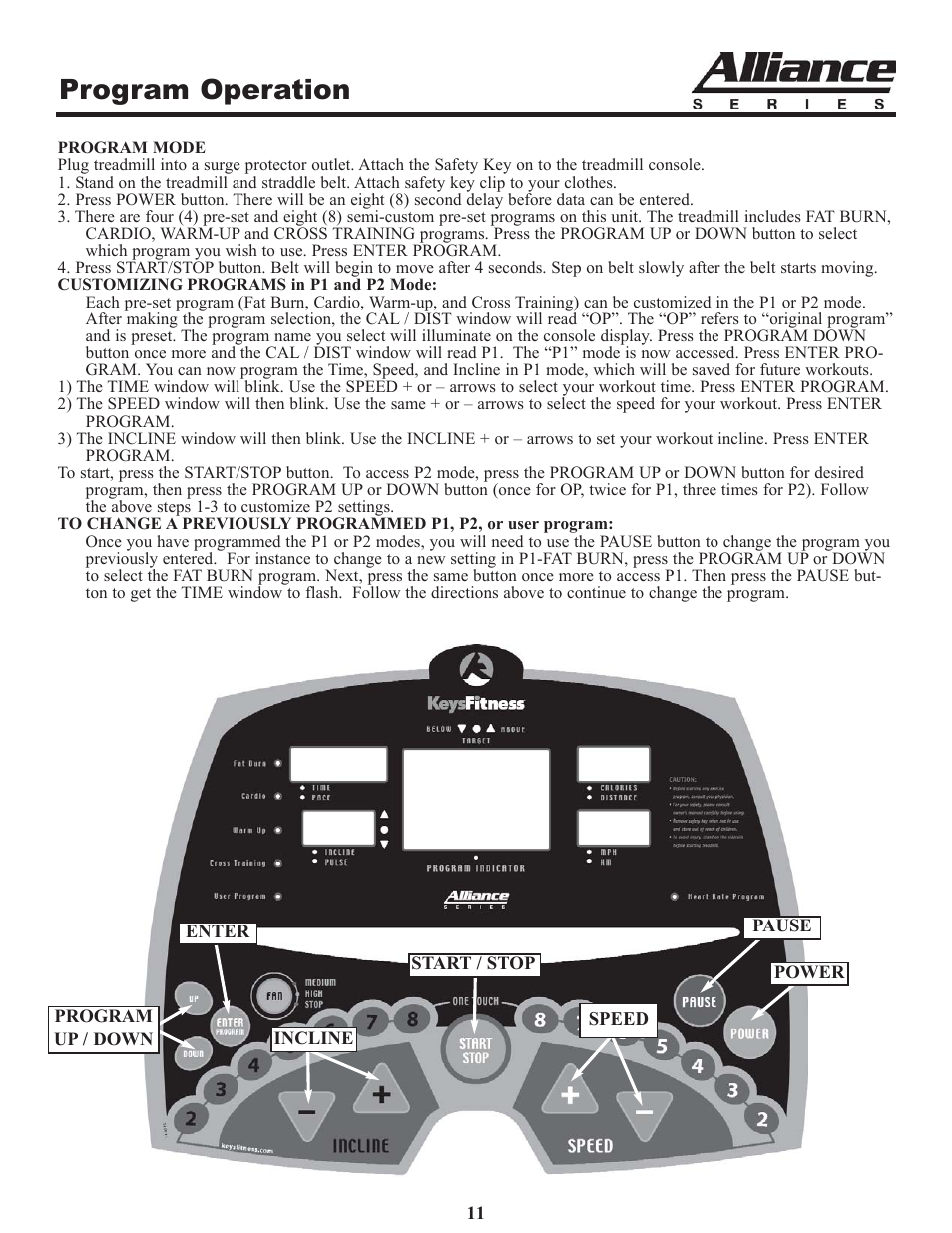 Program operation | Keys Fitness A6t User Manual | Page 11 / 27