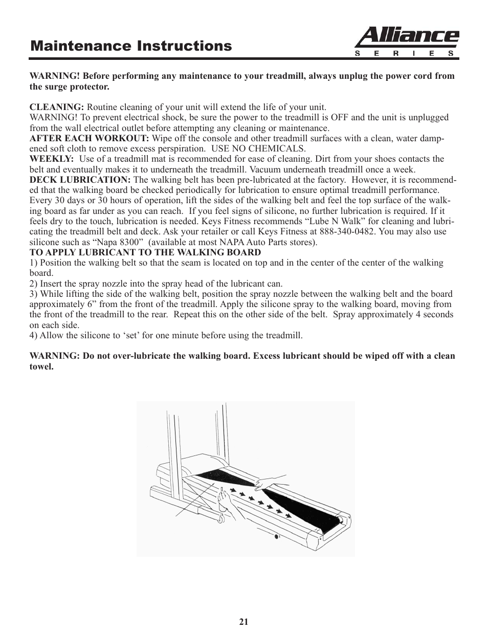 Maintenance instructions | Keys Fitness A6t User Manual | Page 21 / 27