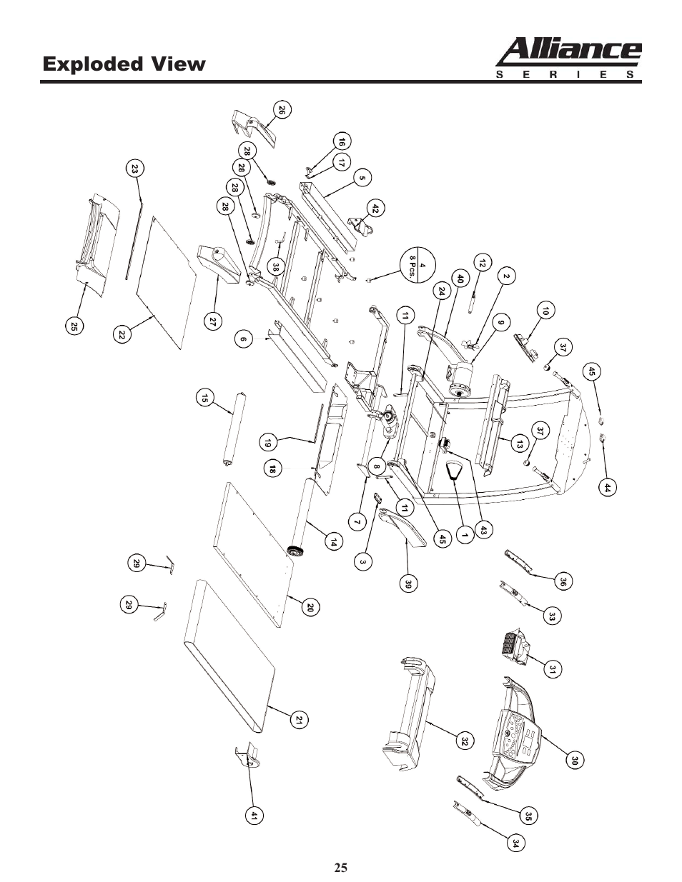 Exploded view | Keys Fitness A6t User Manual | Page 25 / 27