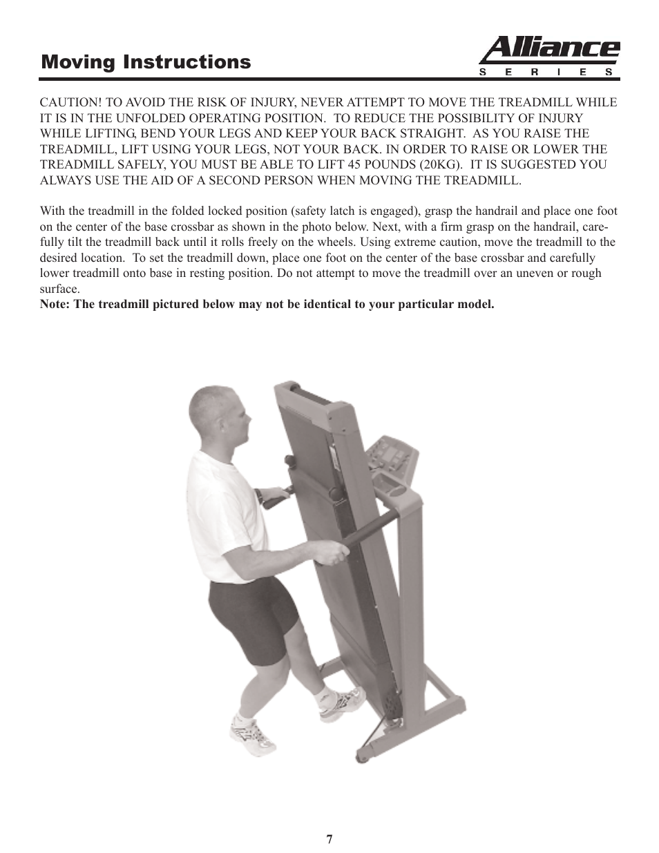 Moving instructions | Keys Fitness A6t User Manual | Page 7 / 27