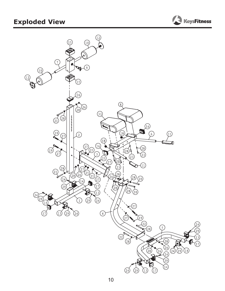 Exploded view | Keys Fitness KF-RC User Manual | Page 10 / 12