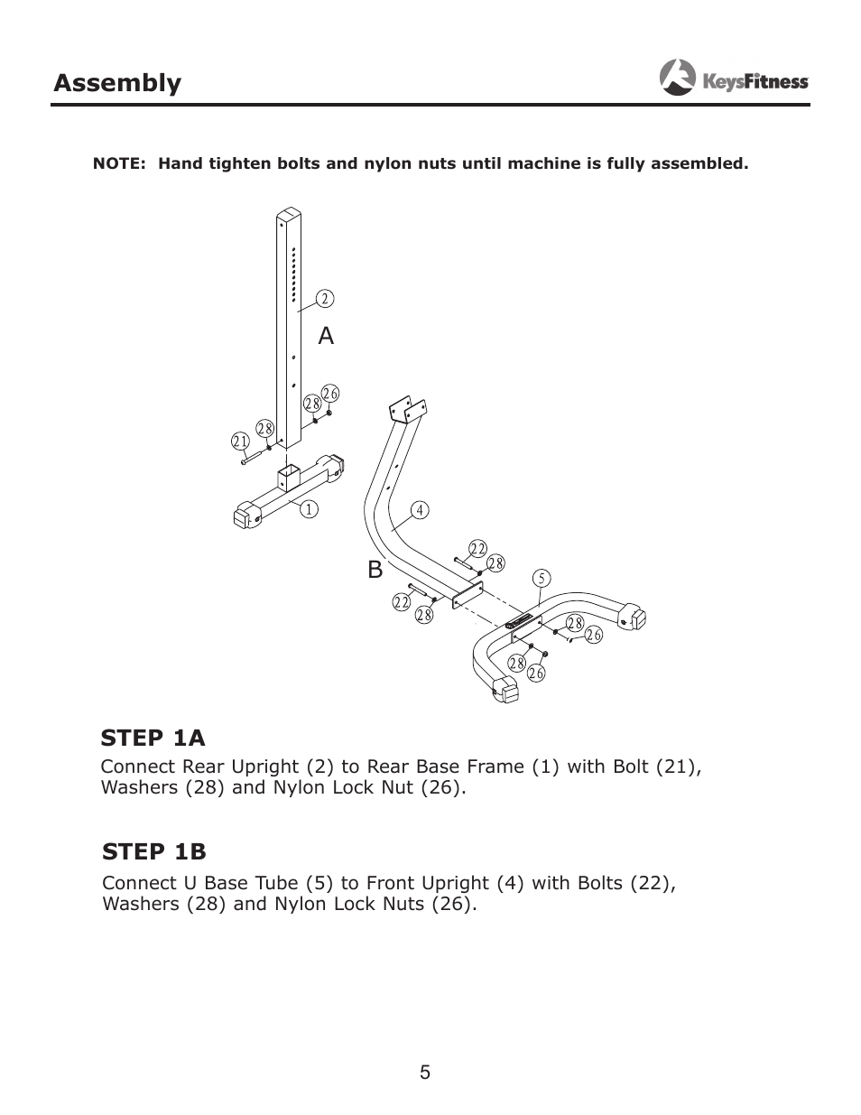 Assembly, Step 1a, Step 1b | Keys Fitness KF-RC User Manual | Page 5 / 12