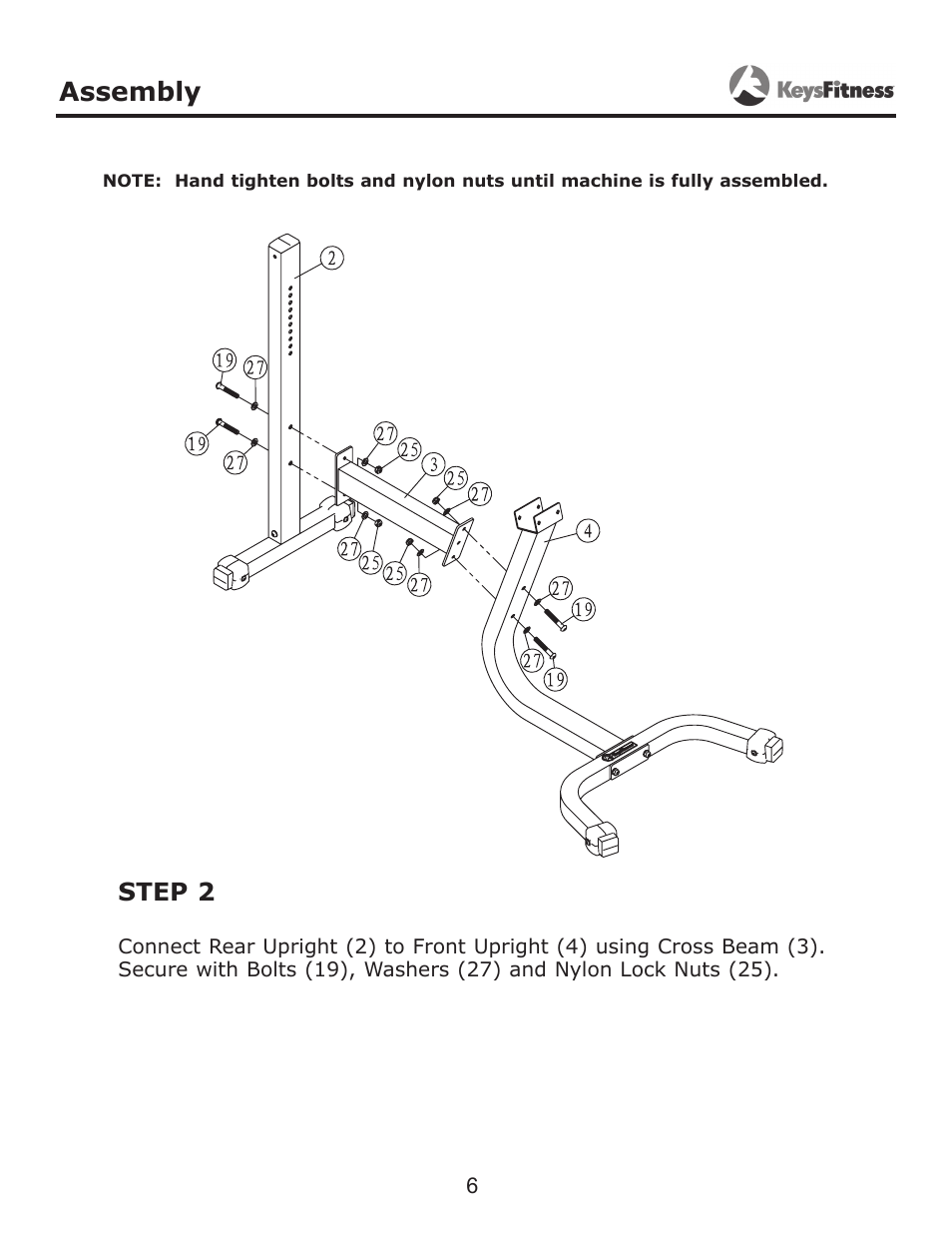 Step 2, Assembly | Keys Fitness KF-RC User Manual | Page 6 / 12