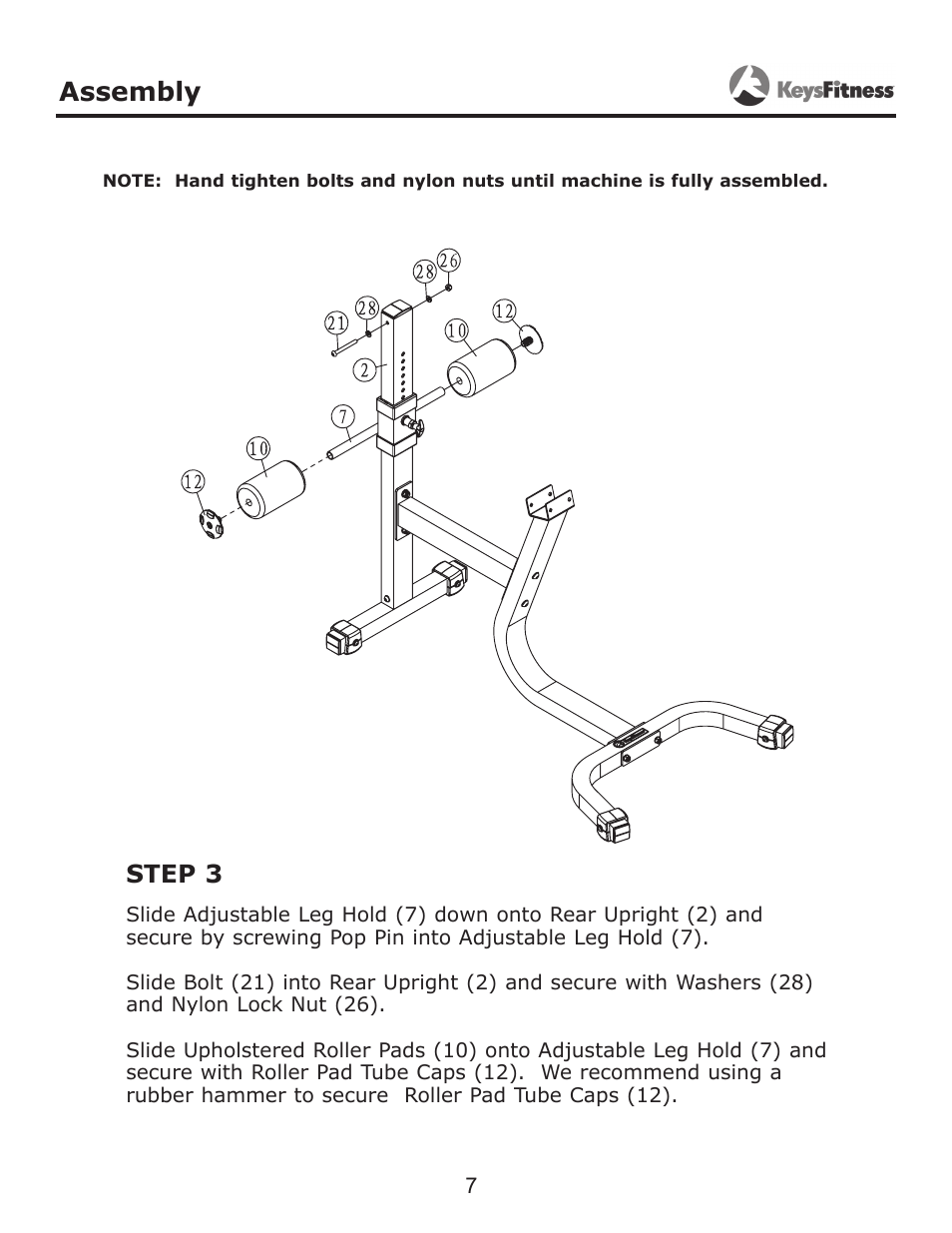 Step 3, Assembly | Keys Fitness KF-RC User Manual | Page 7 / 12