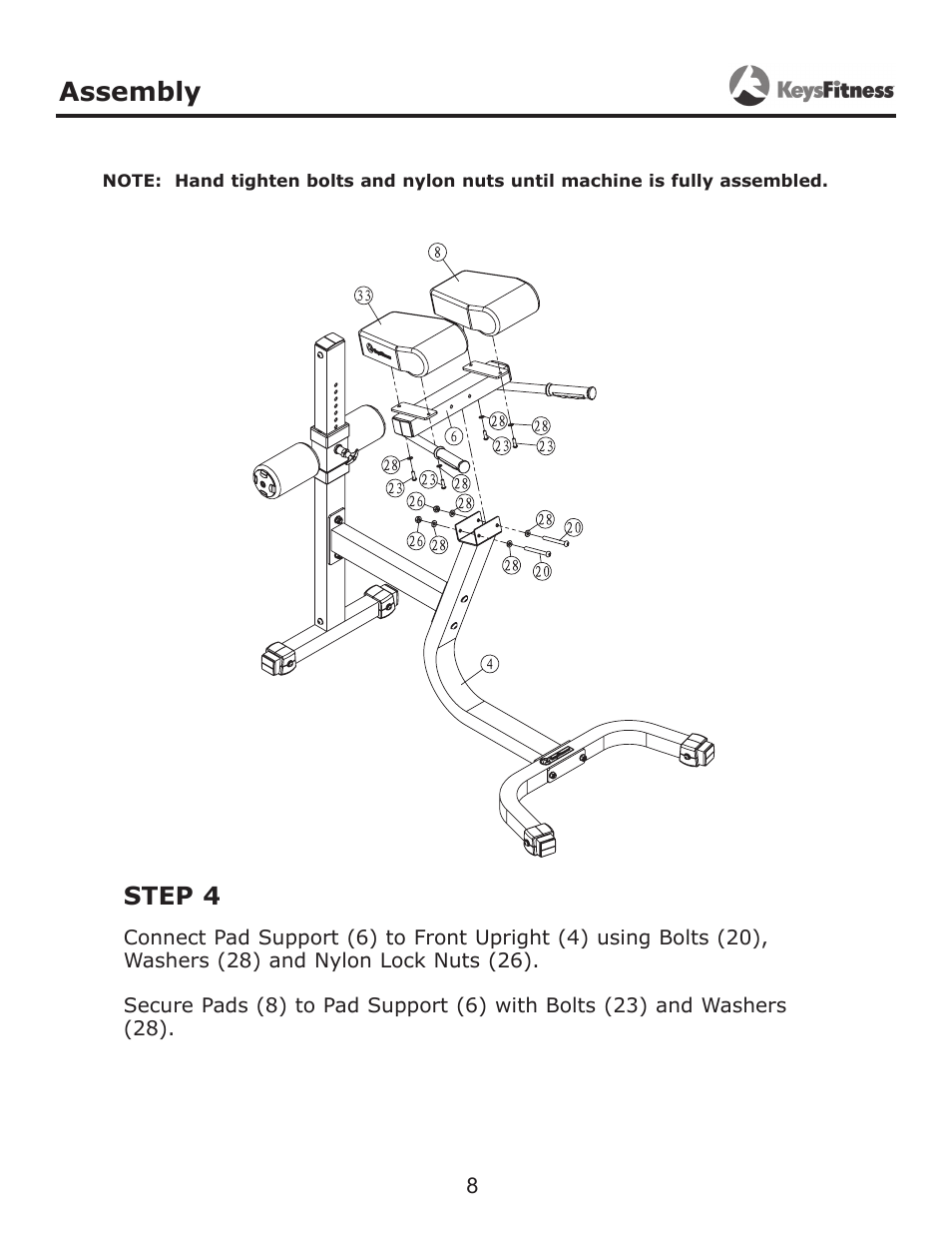 Step 4, Assembly | Keys Fitness KF-RC User Manual | Page 8 / 12