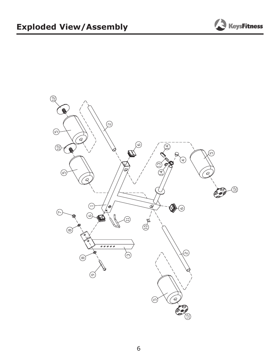 Exploded view/assembly | Keys Fitness Leg Attachment KF-LEGA User Manual | Page 6 / 9