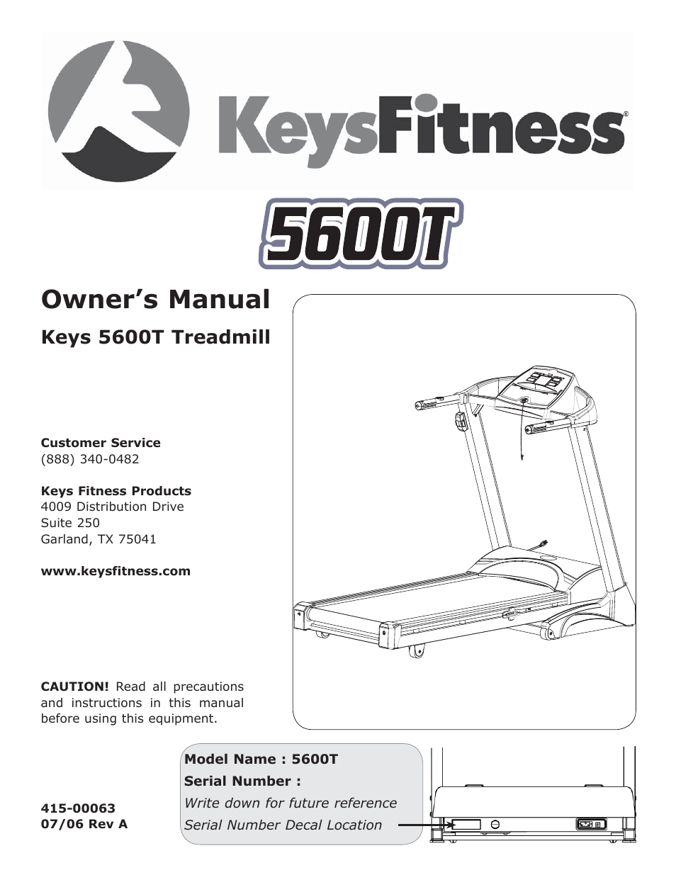 Keys Fitness 5600T User Manual | 31 pages