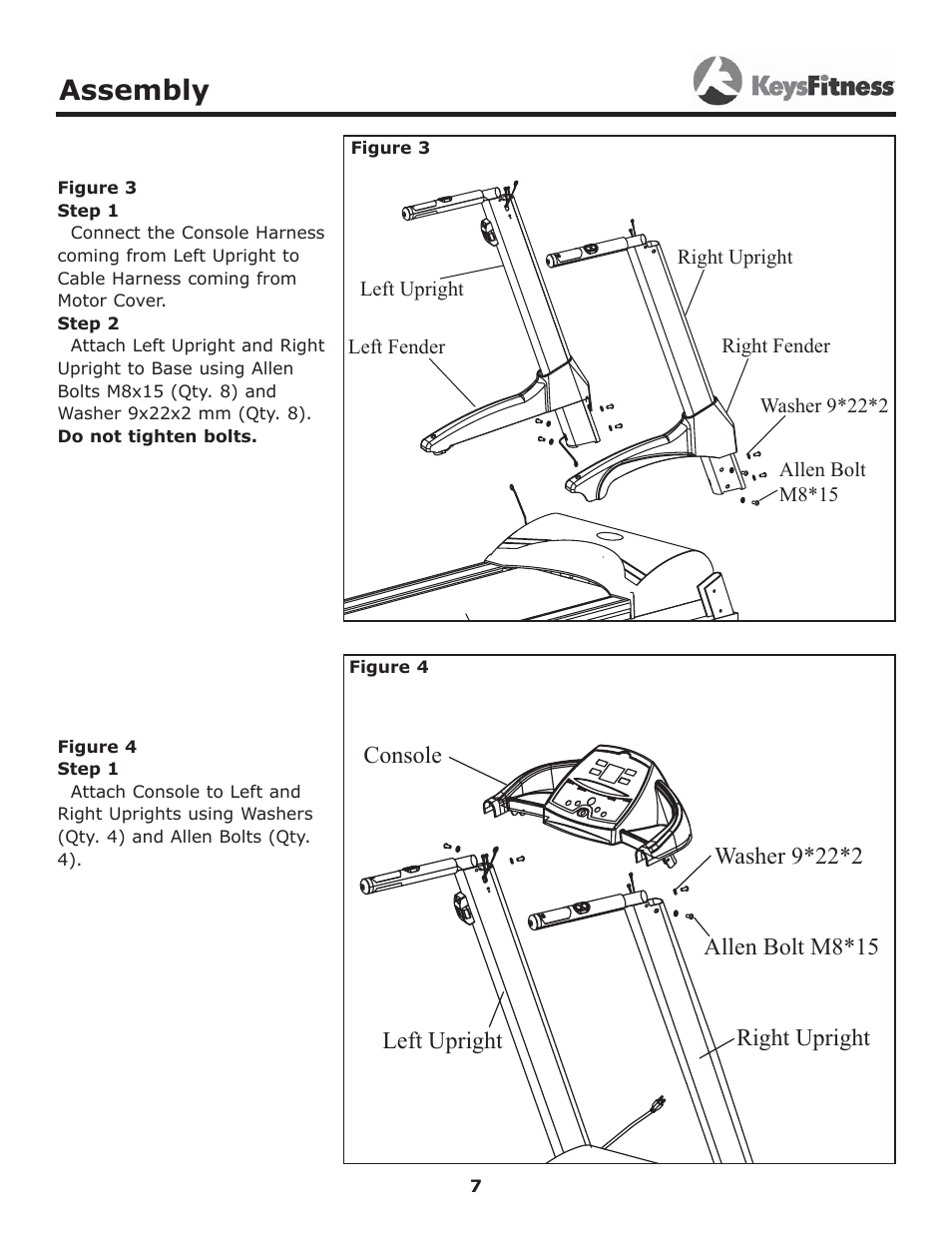 Assembly | Keys Fitness 5600T User Manual | Page 7 / 31