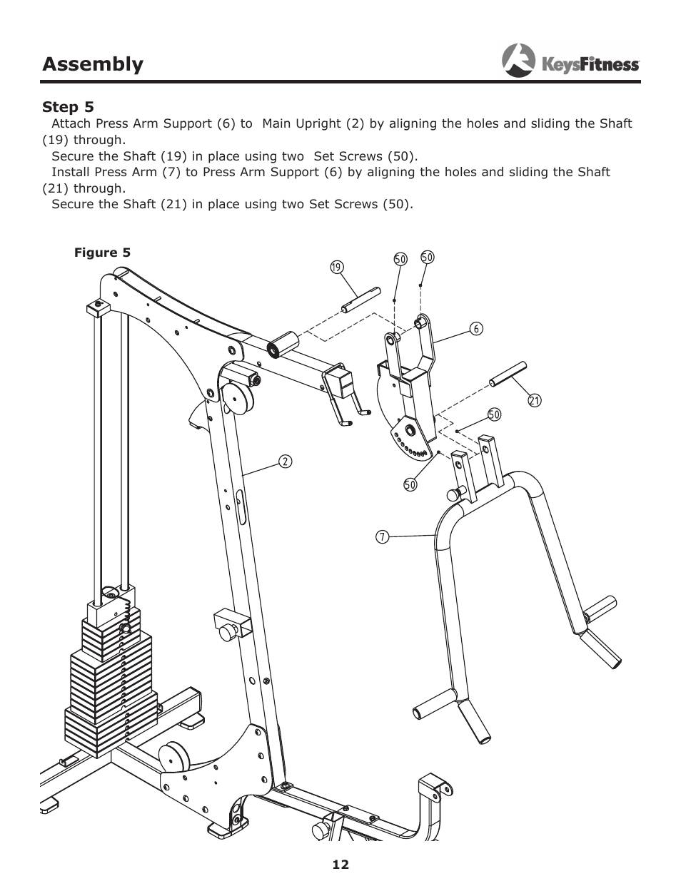 Step 5, Assembly | Keys Fitness KF-1560 User Manual | Page 12 / 29