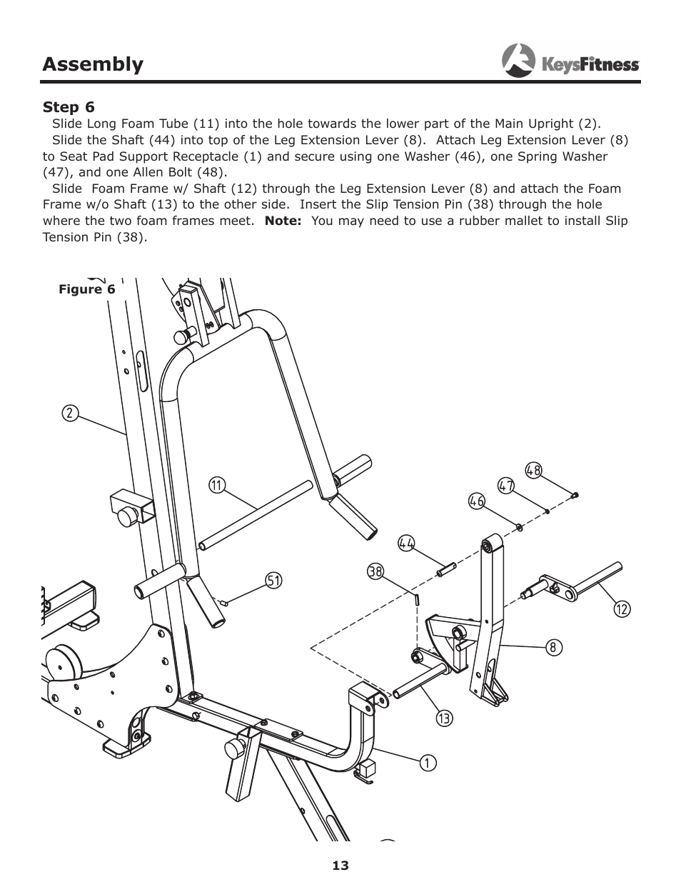 Step 6, Assembly | Keys Fitness KF-1560 User Manual | Page 13 / 29