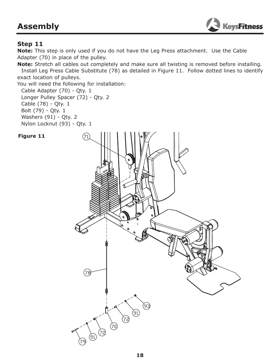 Step 11, Assembly | Keys Fitness KF-1560 User Manual | Page 18 / 29