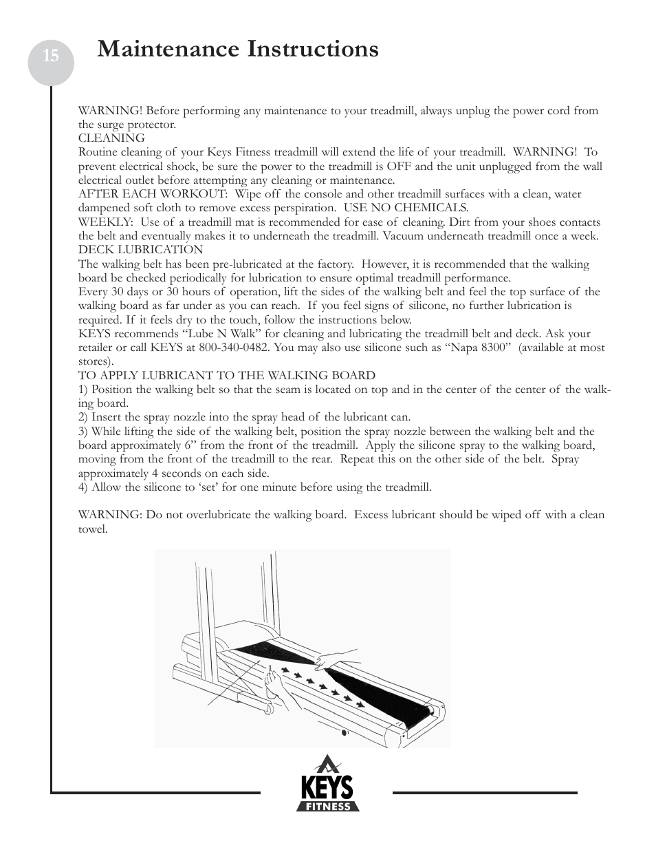 Maintenance instructions | Keys Fitness Discovery 100 DCV100 User Manual | Page 15 / 18