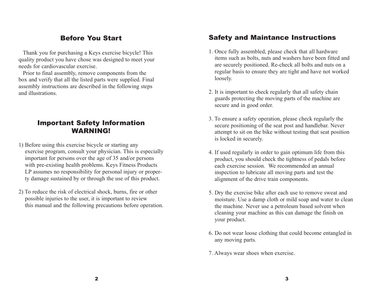 Keys Fitness CADENZA PRO User Manual | Page 3 / 6