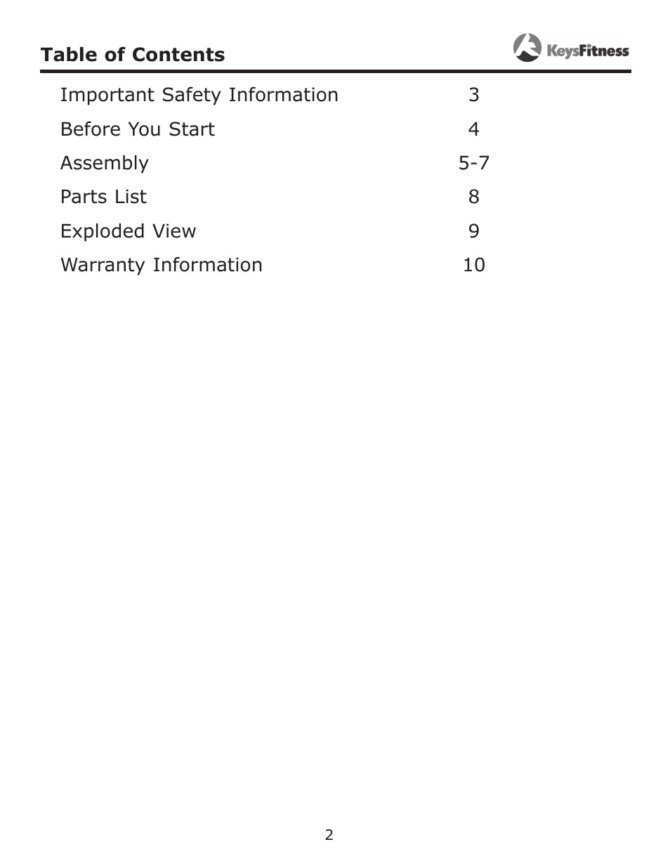 Keys Fitness KF-AAB User Manual | Page 2 / 11