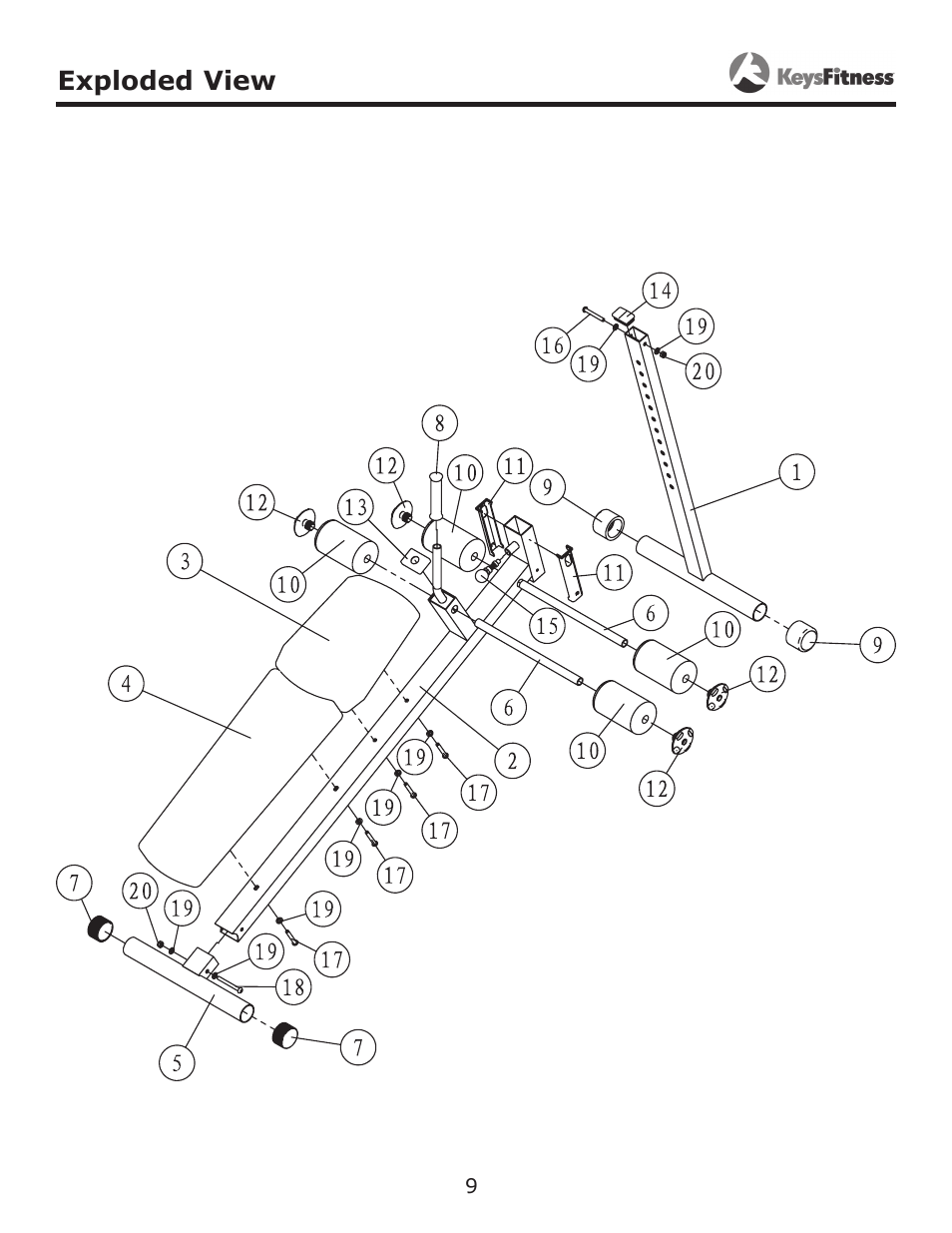 Exploded view | Keys Fitness KF-AAB User Manual | Page 9 / 11