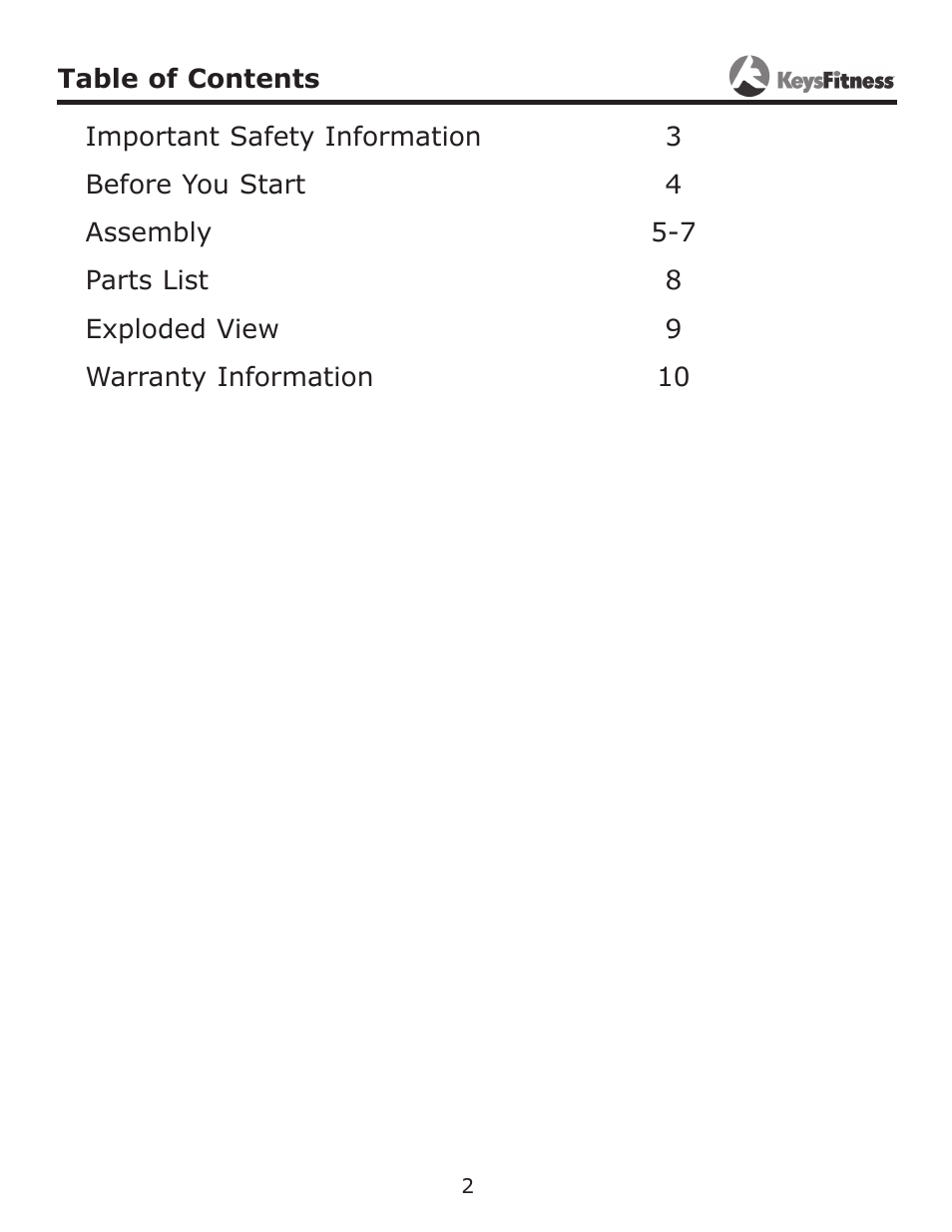 Keys Fitness KF-HCS User Manual | Page 2 / 11