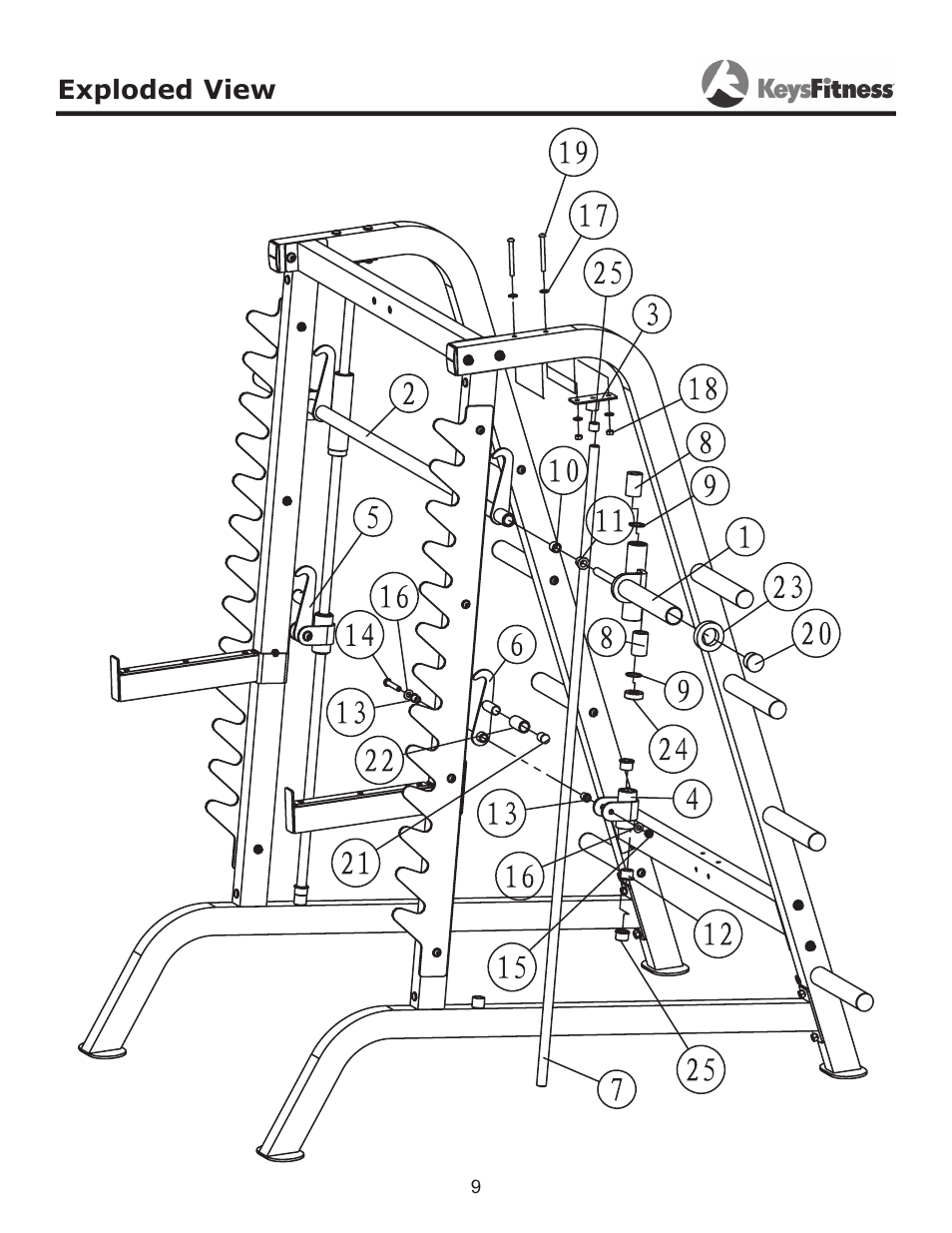 Exploded view | Keys Fitness KF-HCS User Manual | Page 9 / 11