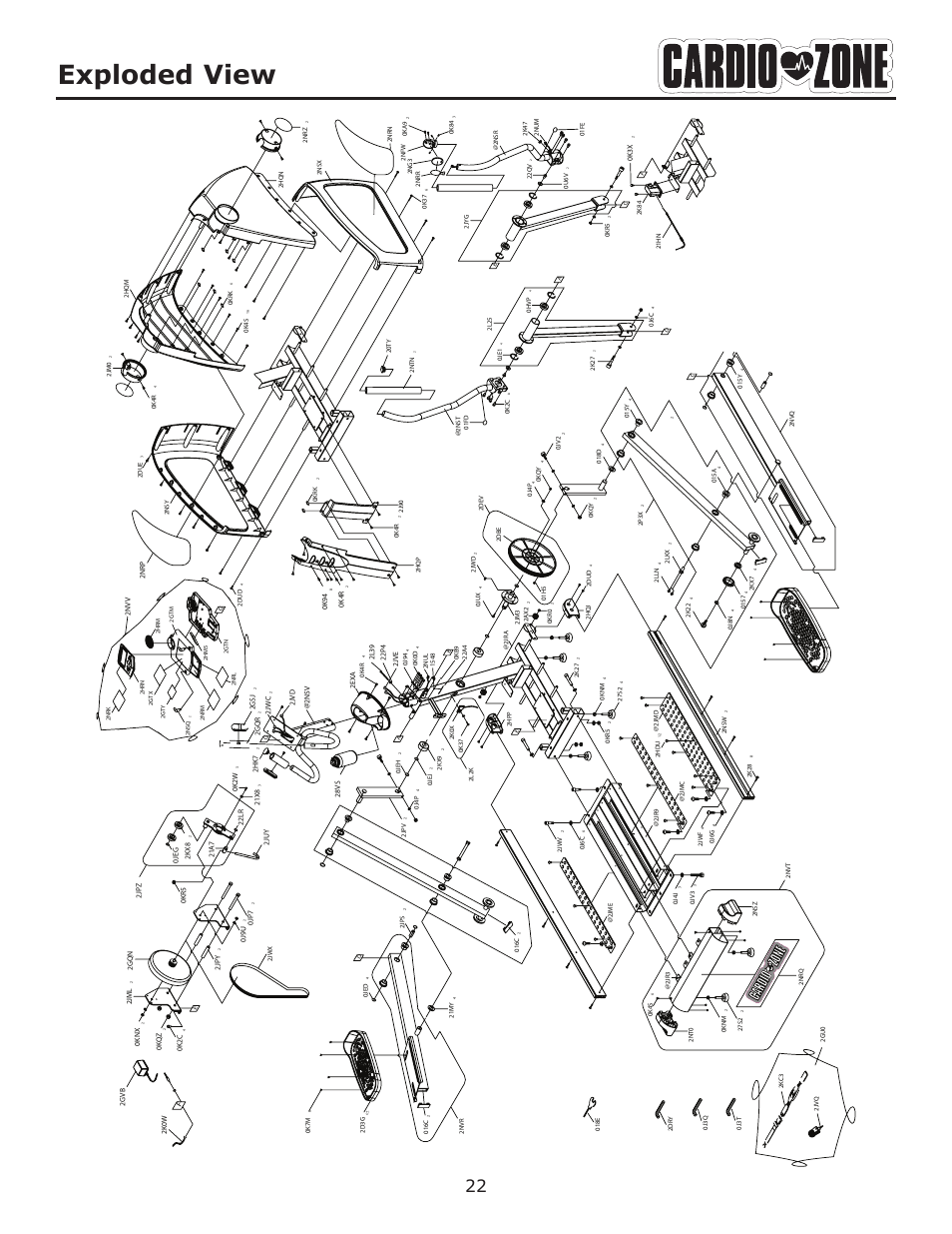 Exploded view | Keys Fitness CARDIOZONE E-CZ100 User Manual | Page 22 / 24