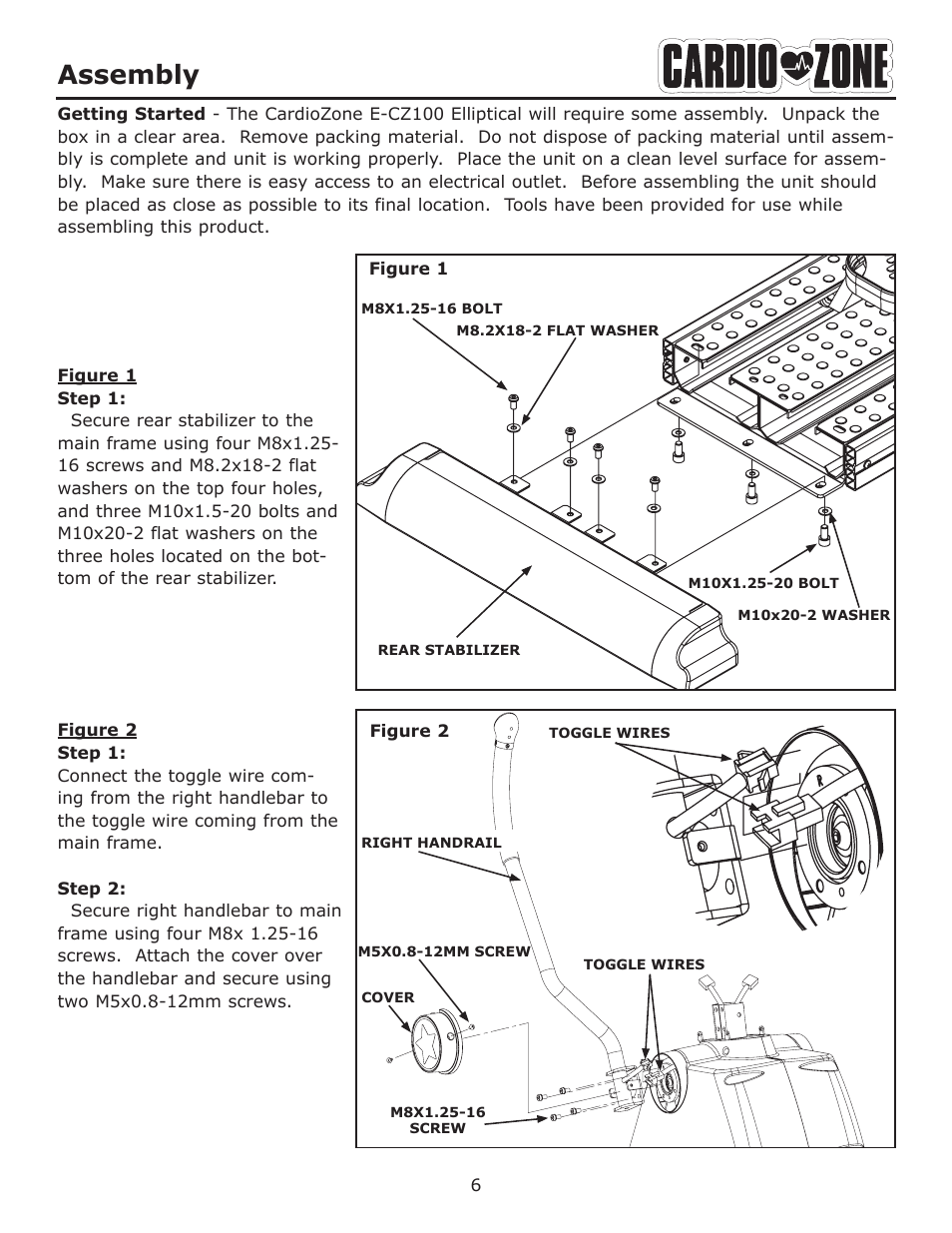 Assembly | Keys Fitness CARDIOZONE E-CZ100 User Manual | Page 6 / 24