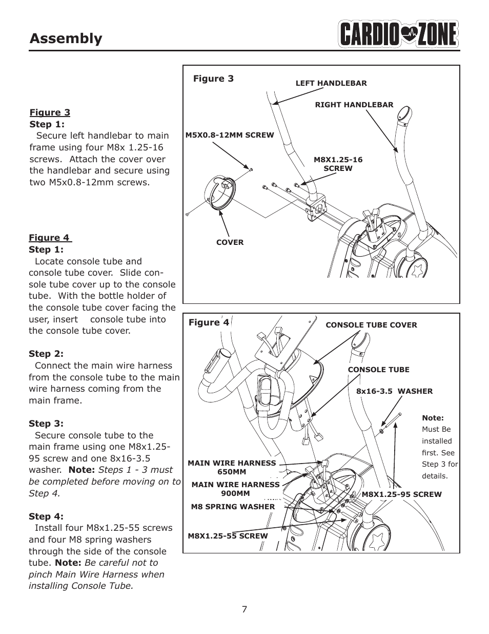 Assembly | Keys Fitness CARDIOZONE E-CZ100 User Manual | Page 7 / 24