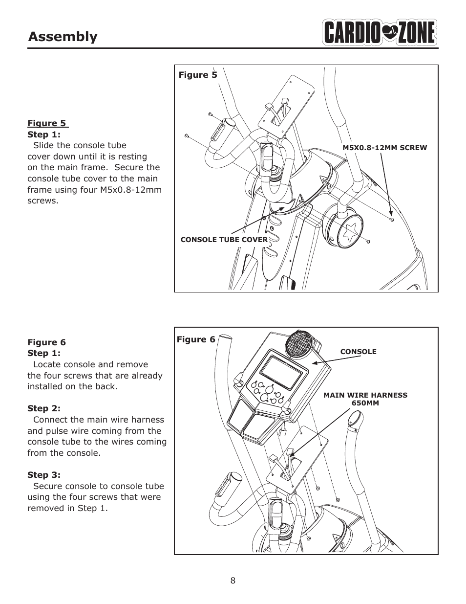 Assembly | Keys Fitness CARDIOZONE E-CZ100 User Manual | Page 8 / 24