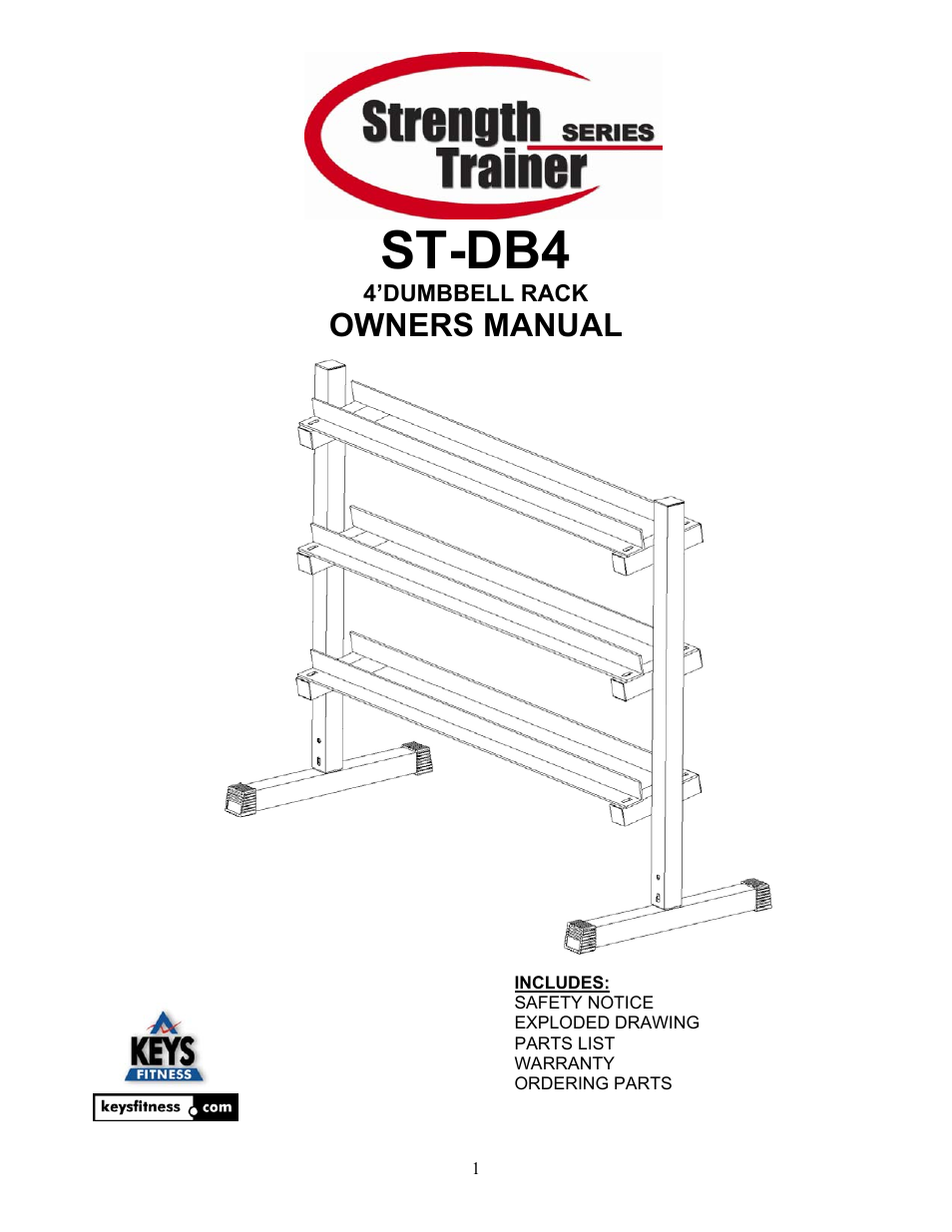 Keys Fitness 4'DUMBBELL RACK ST-DB4 User Manual | 4 pages