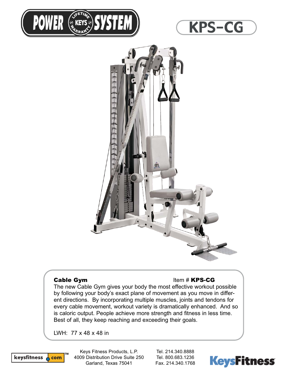 Keys Fitness Cable Gym KPS-CG User Manual | 1 page
