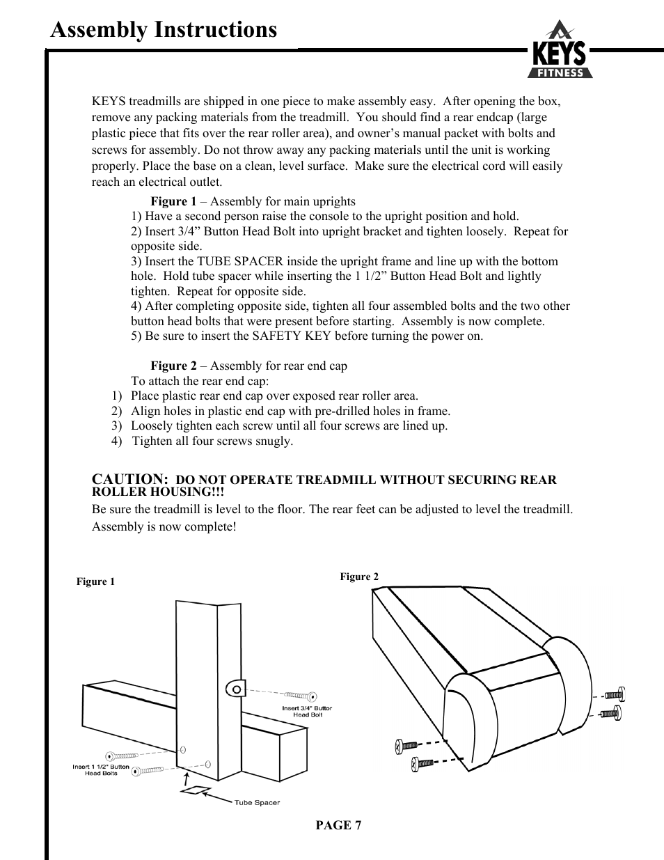 Assembly instructions | Keys Fitness HT9000 User Manual | Page 7 / 20