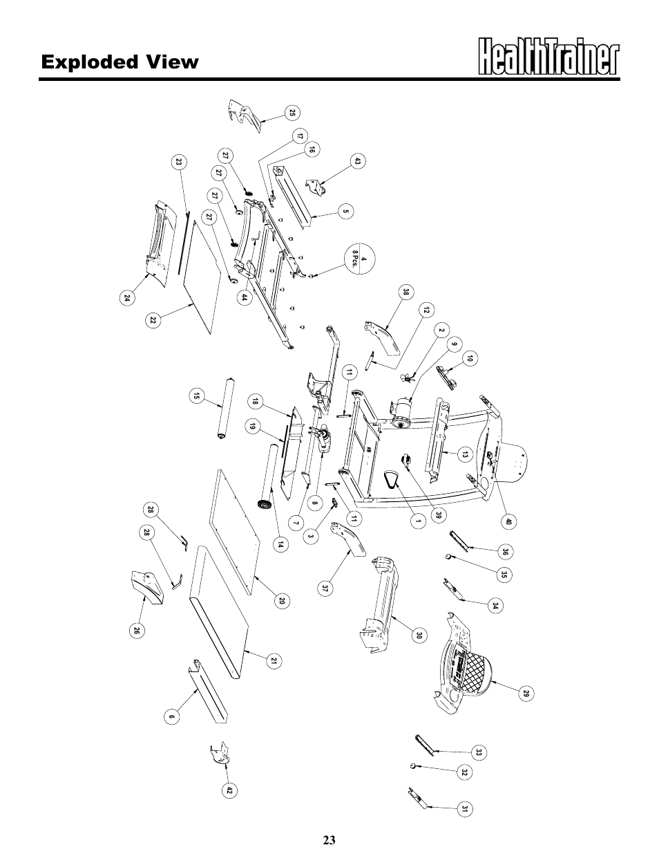 Exploded view | Keys Fitness Health Trainer 702t HT702t User Manual | Page 23 / 25