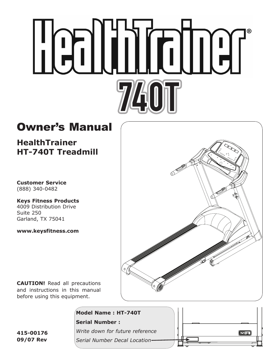 Keys Fitness HT-740T User Manual | 35 pages