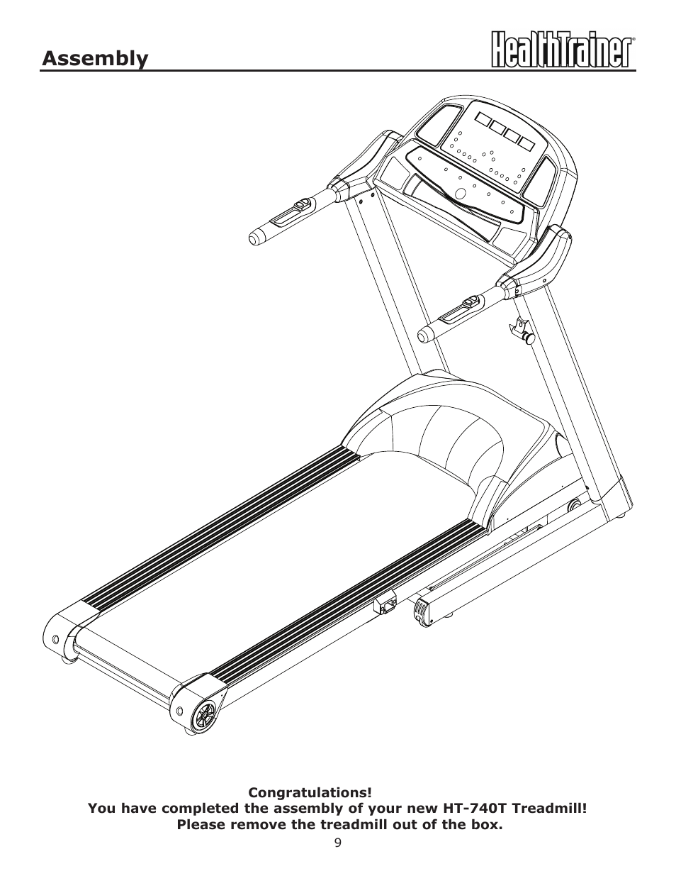 Assembly | Keys Fitness HT-740T User Manual | Page 9 / 35