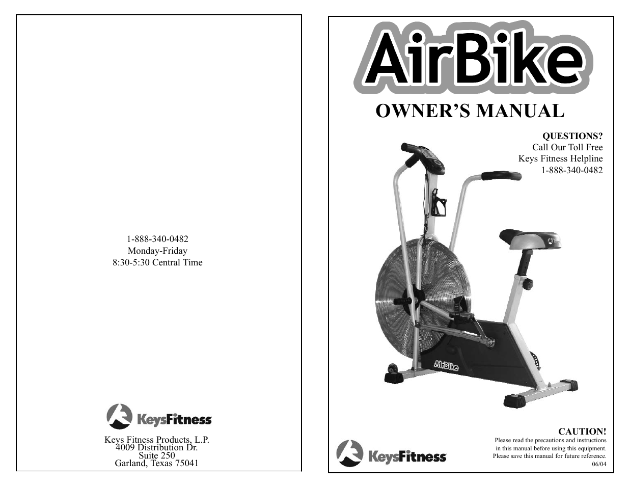 Keys Fitness bicylce User Manual | 10 pages