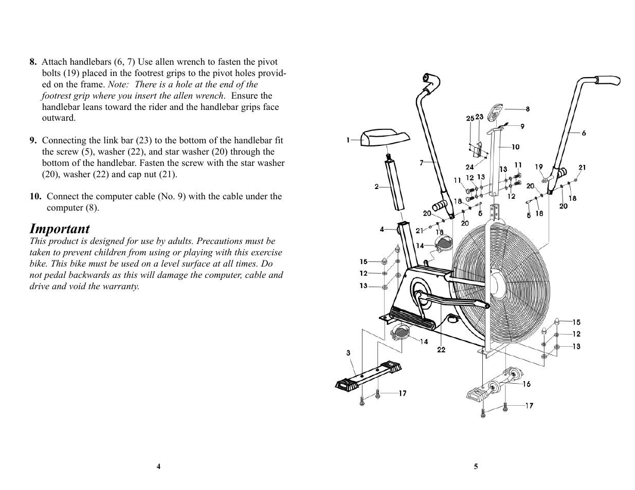 Important | Keys Fitness bicylce User Manual | Page 4 / 10